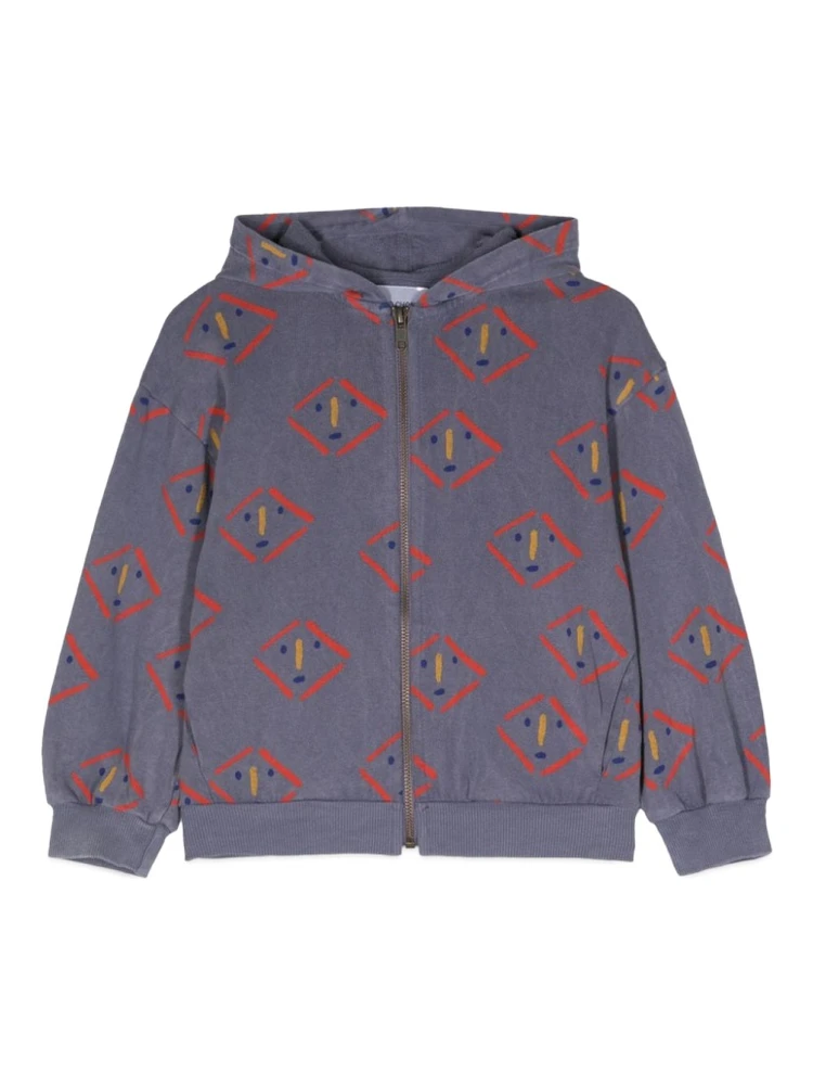 masks all over zipped hoodie