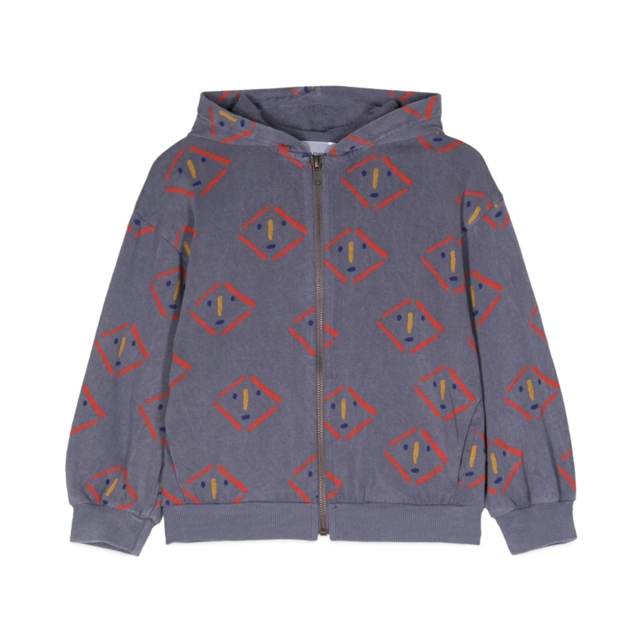 masks all over zipped hoodie