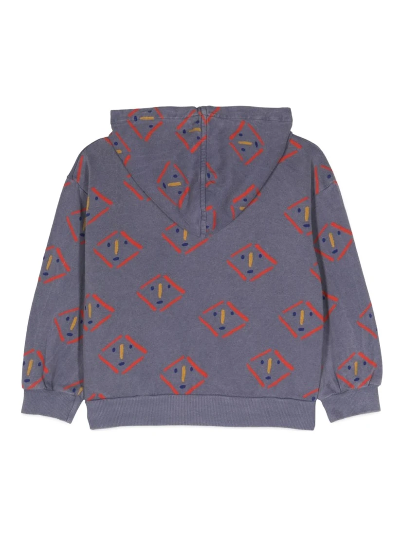 masks all over zipped hoodie