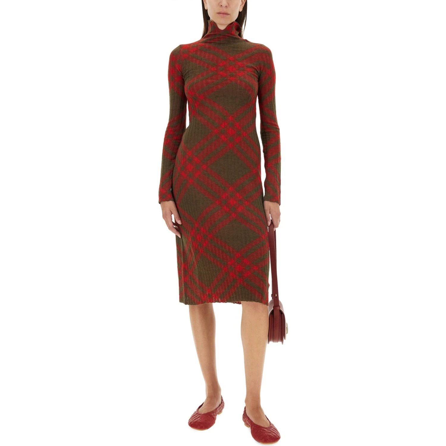 CHECK WOOL BLEND DRESS