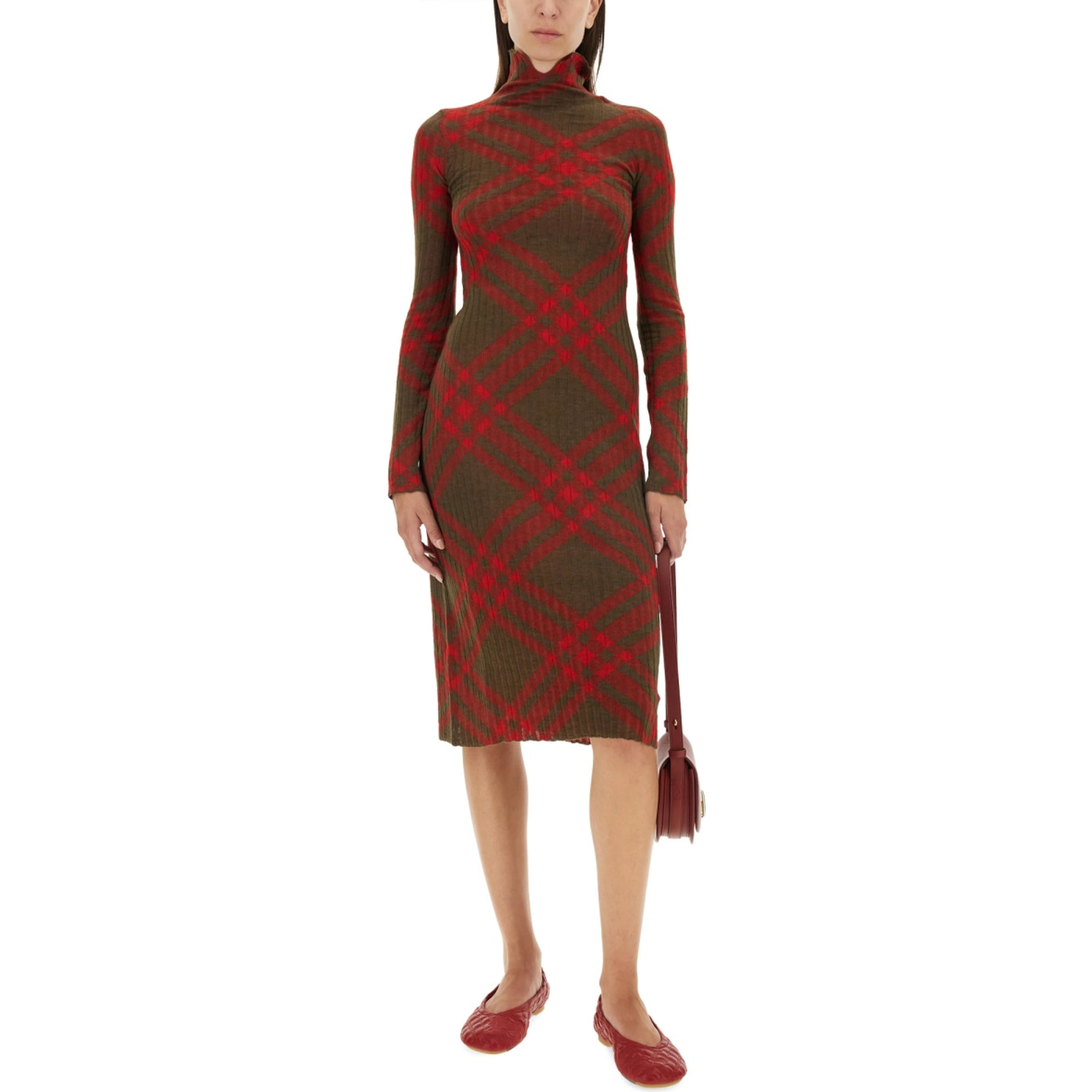 CHECK WOOL BLEND DRESS