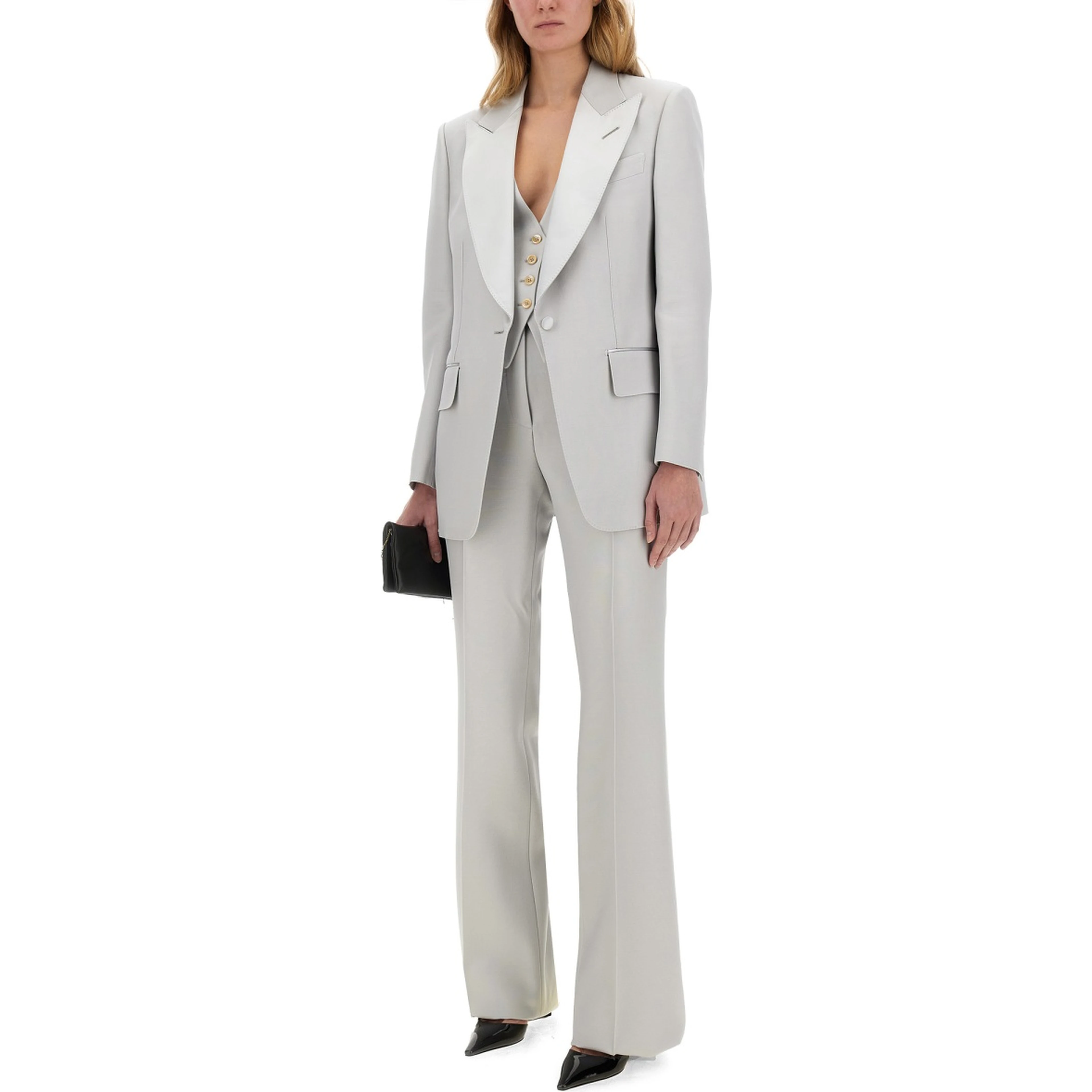 WIDE LEG TUXEDO TAILORED PANTS
