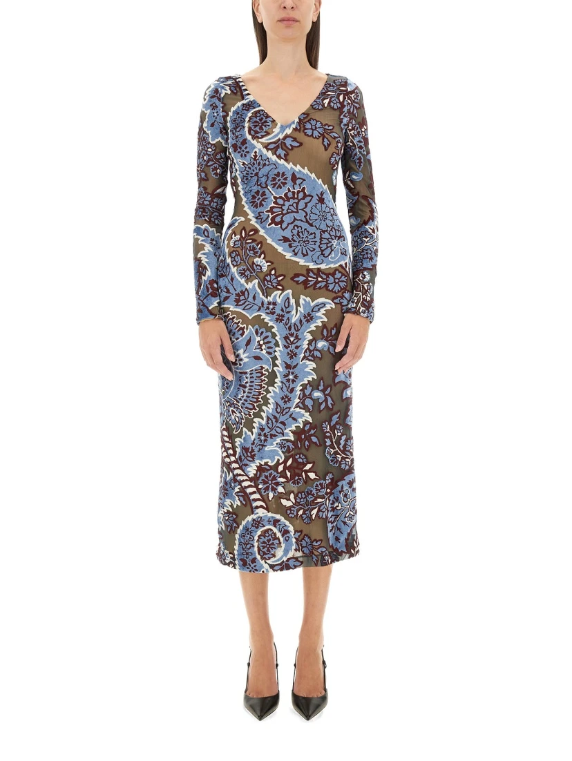 VELVET JACQUARD TULLE DRESS