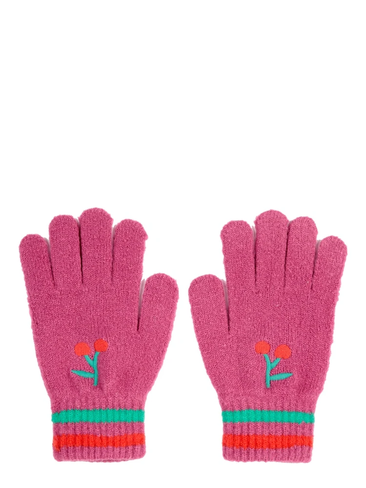 cherry knitted gloves
