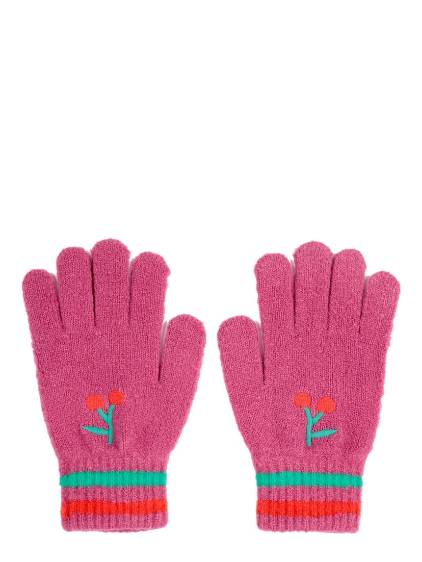 cherry knitted gloves