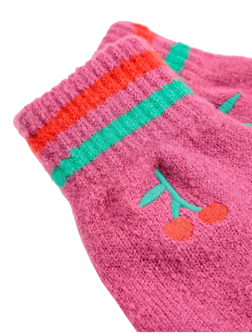 cherry knitted gloves