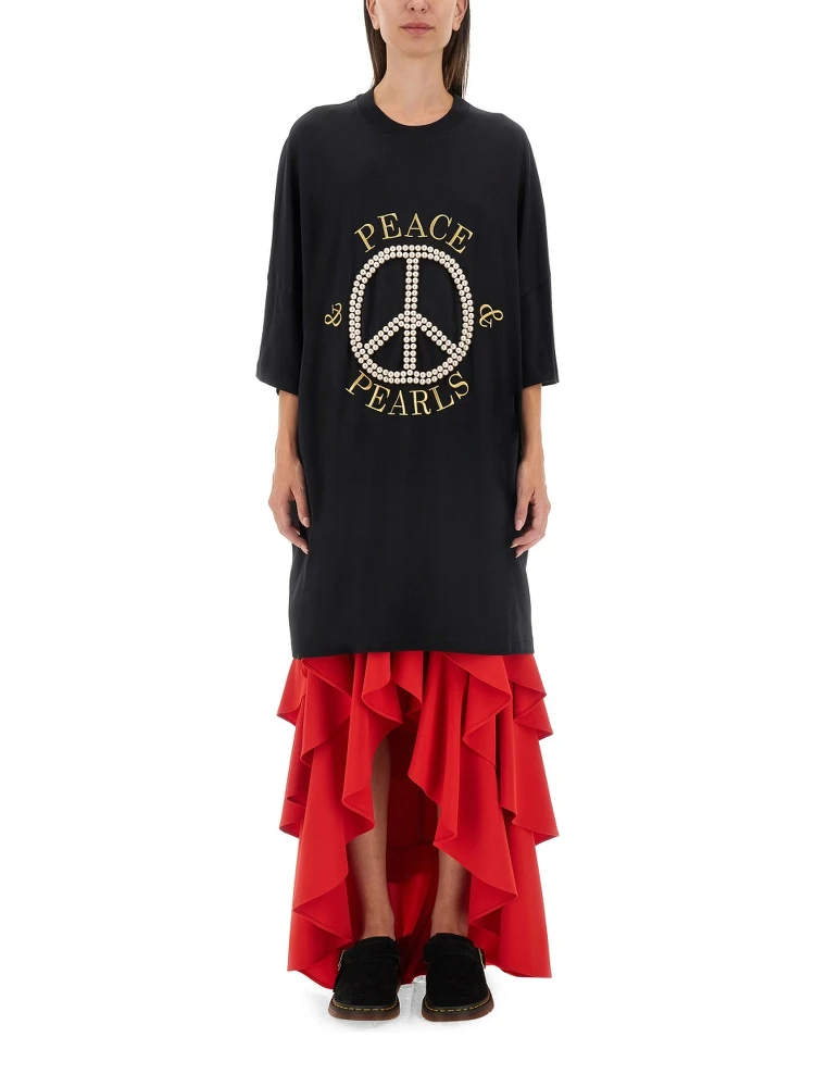 PEACE & PEARLS COTTON INTERLOCK DRESS
