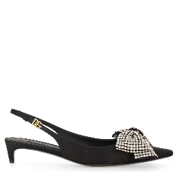 SATIN SLING-BACK WITH RHINESTONE EMBROIDERY