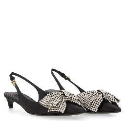 SATIN SLING-BACK WITH RHINESTONE EMBROIDERY