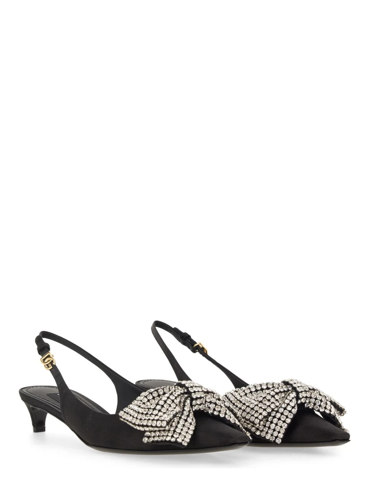 SATIN SLING-BACK WITH RHINESTONE EMBROIDERY alternative