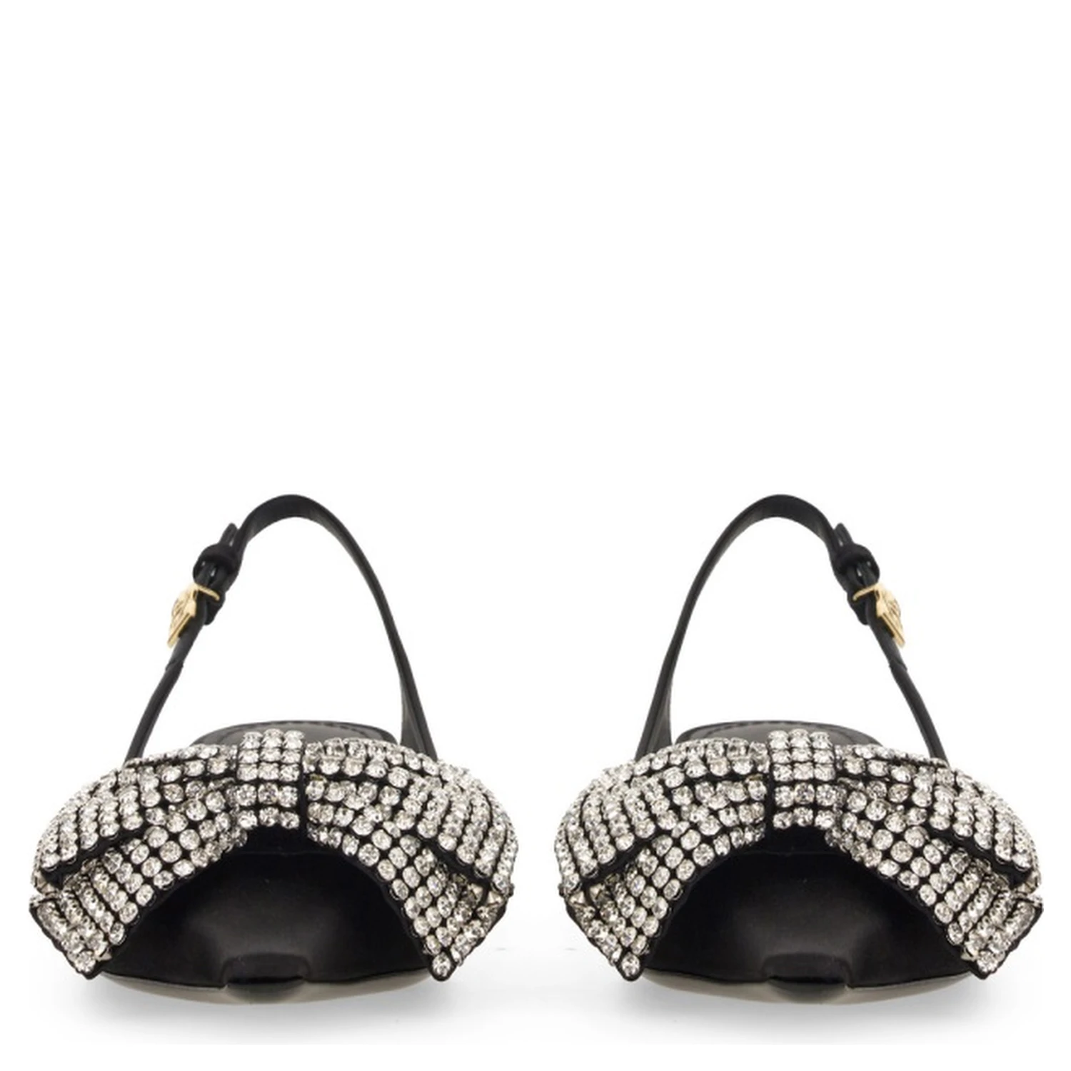 SATIN SLING-BACK WITH RHINESTONE EMBROIDERY