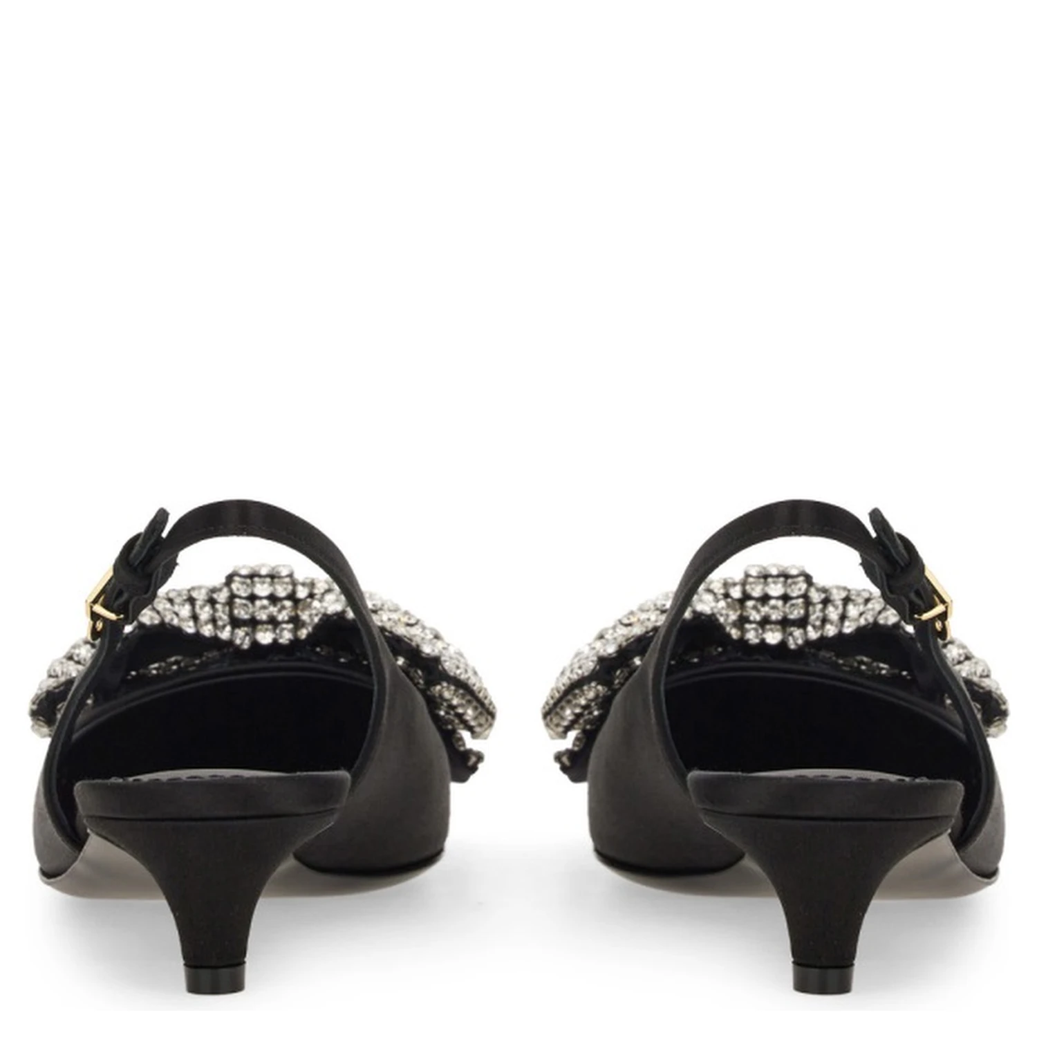 SATIN SLING-BACK WITH RHINESTONE EMBROIDERY