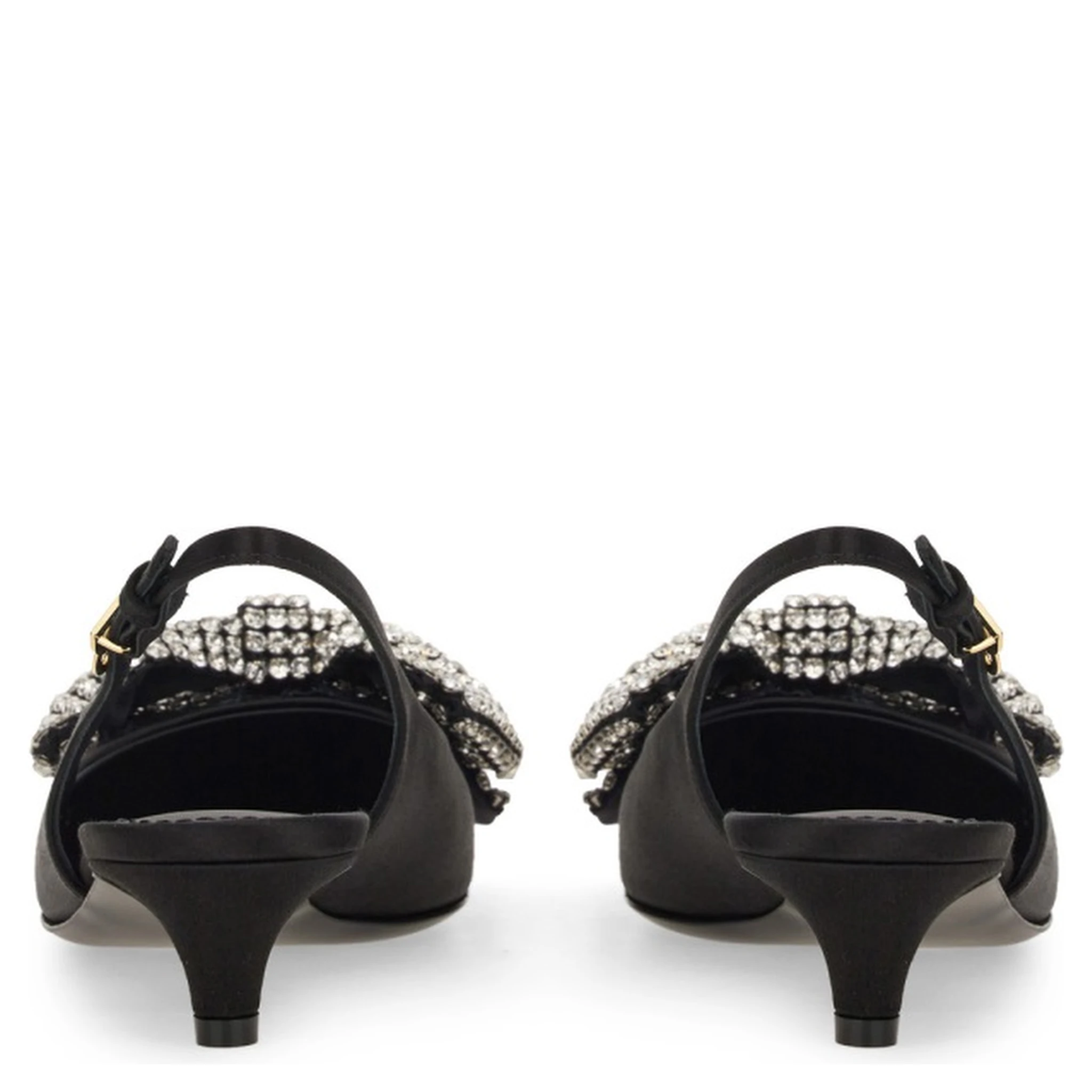 SATIN SLING-BACK WITH RHINESTONE EMBROIDERY