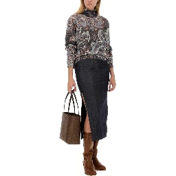 WOOL BLEND PENCIL SKIRT