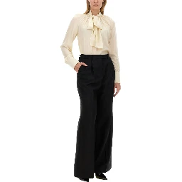SILK SHIRT WITH LAVALLIÉRE COLLAR