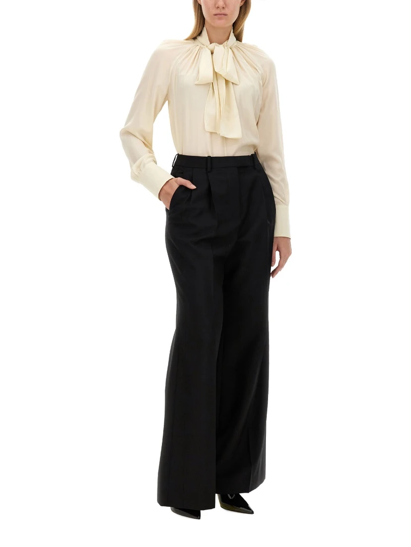 SILK SHIRT WITH LAVALLIÉRE COLLAR
