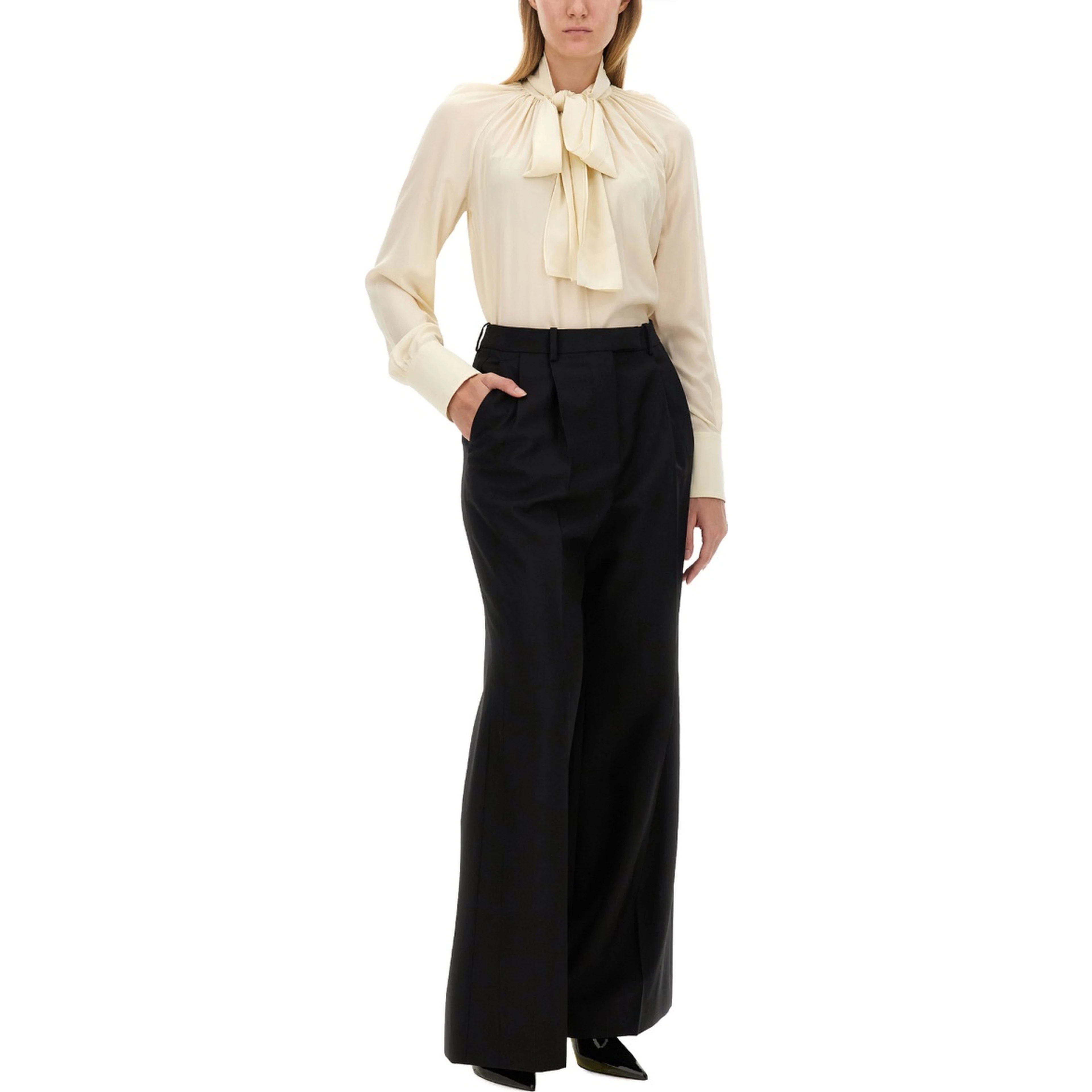 SILK SHIRT WITH LAVALLIÉRE COLLAR