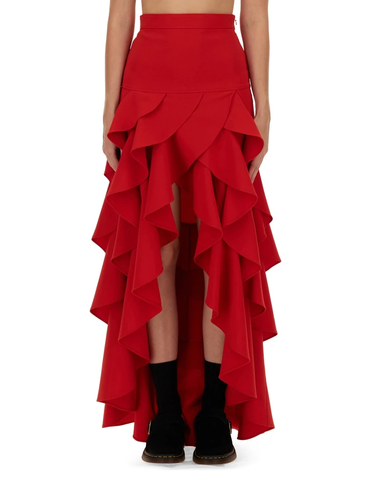 CREPE SKIRT WITH RUFFLES