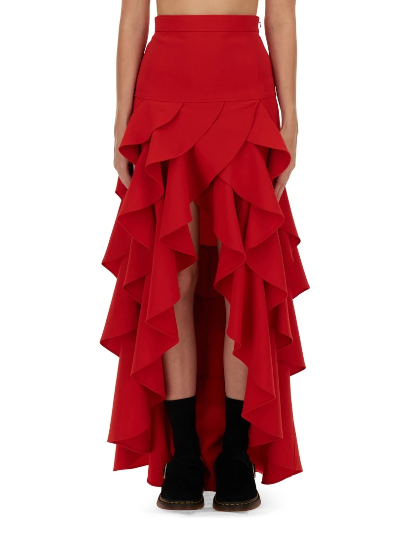 CREPE SKIRT WITH RUFFLES