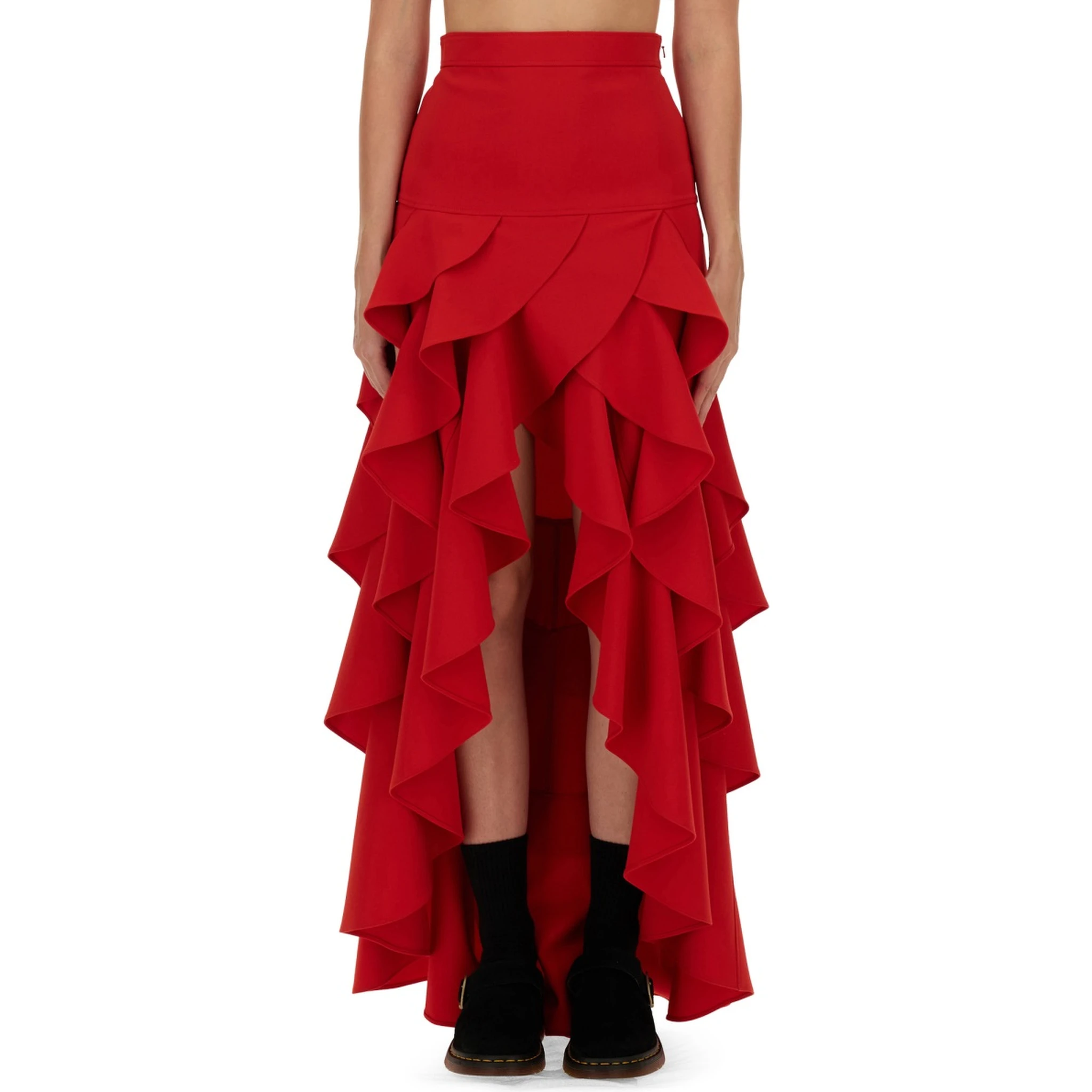 CREPE SKIRT WITH RUFFLES