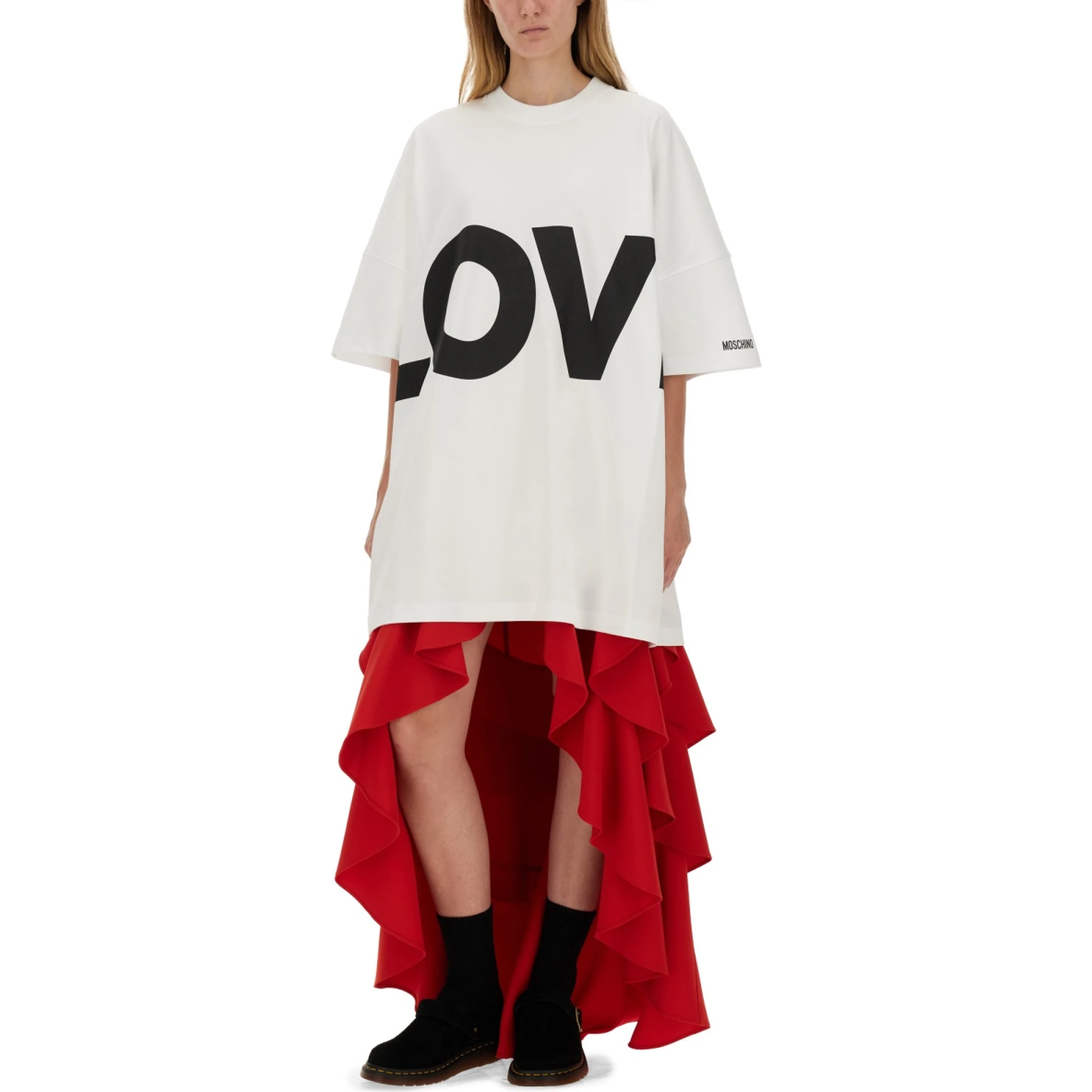 CREPE SKIRT WITH RUFFLES