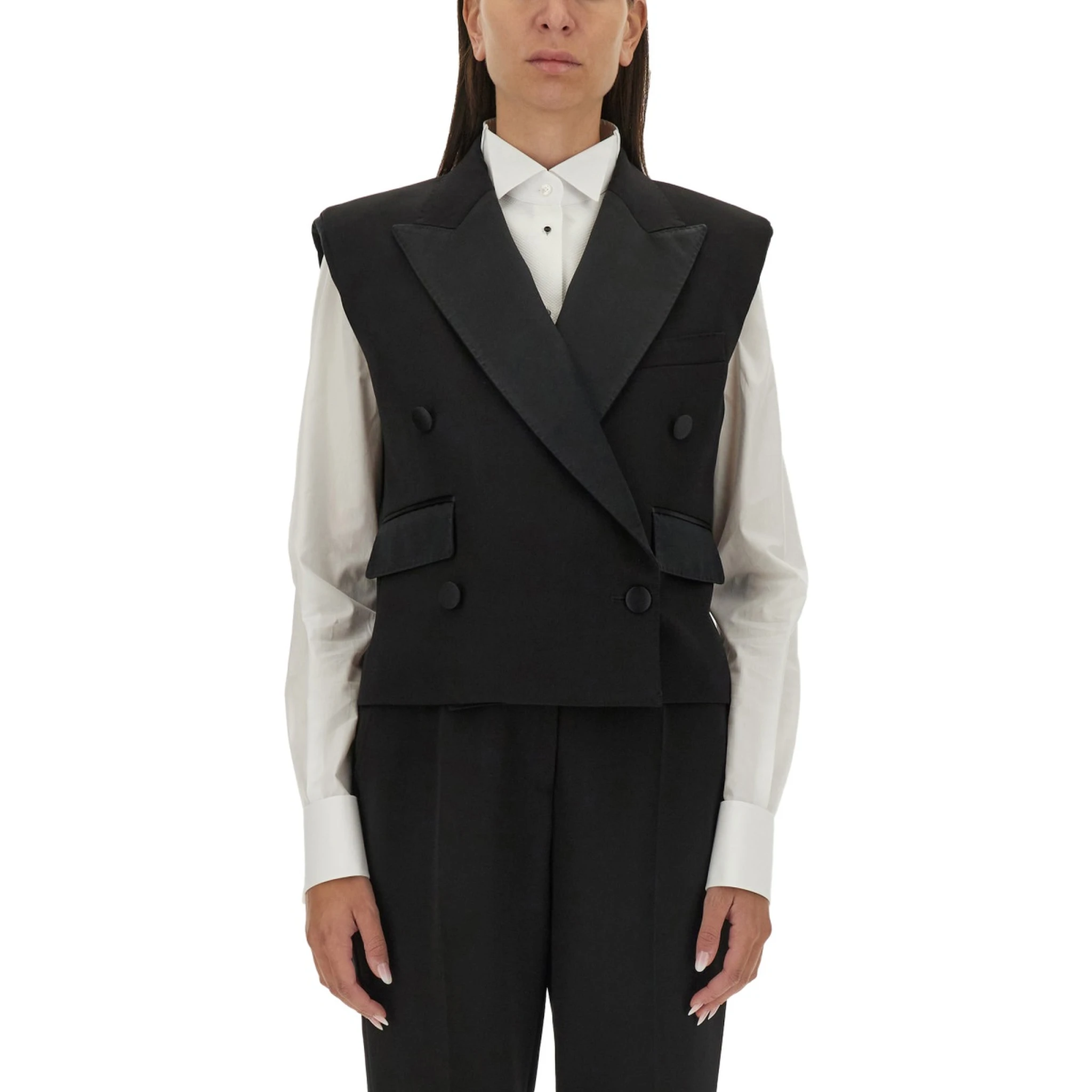 DOUBLE-BREASTED SLEEVELESS JACKET