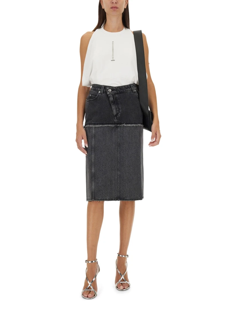 TWO-TONE DENIM SKIRT