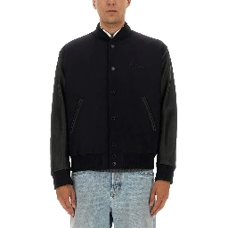 WOOL BOMBER JACKET AND LEATHER SLEEVES