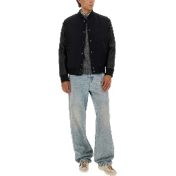 WOOL BOMBER JACKET AND LEATHER SLEEVES