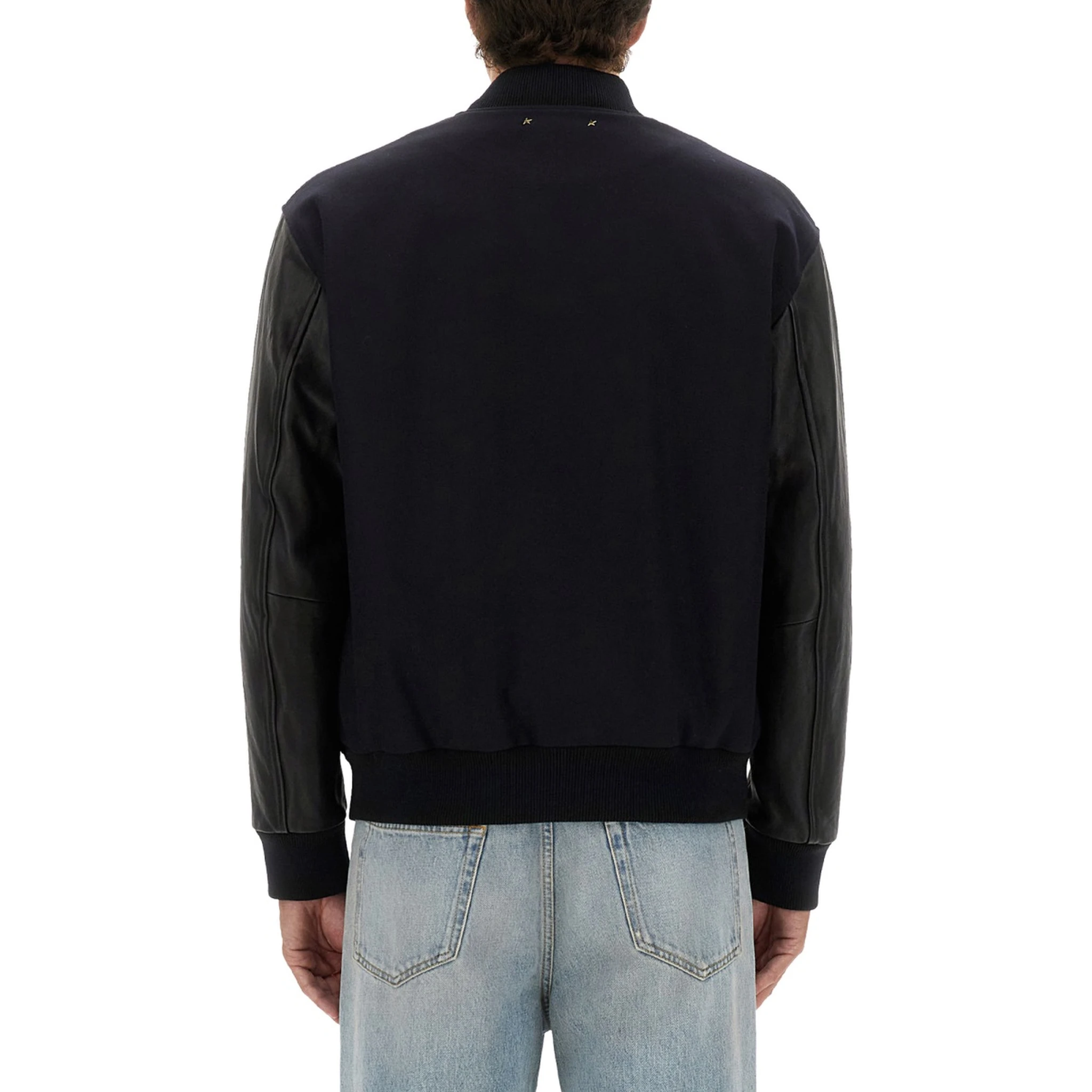 WOOL BOMBER JACKET AND LEATHER SLEEVES