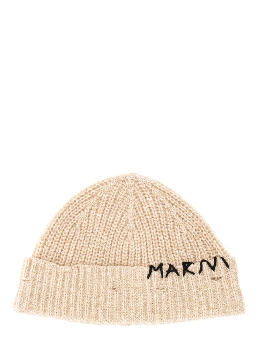 BEANIE HAT WITH "MARNI MENDING" EMBROIDERY