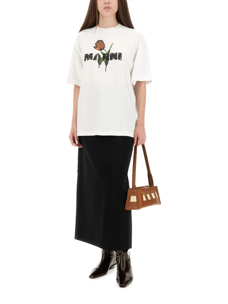 WHITE COTTON T-SHIRT WITH TULIP PRINT alternative