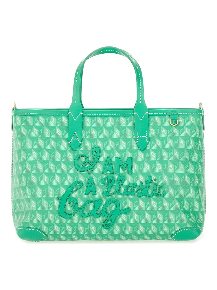 XS TOTE BAG WITH "I AM A PLASTIC BAG" PATTERN