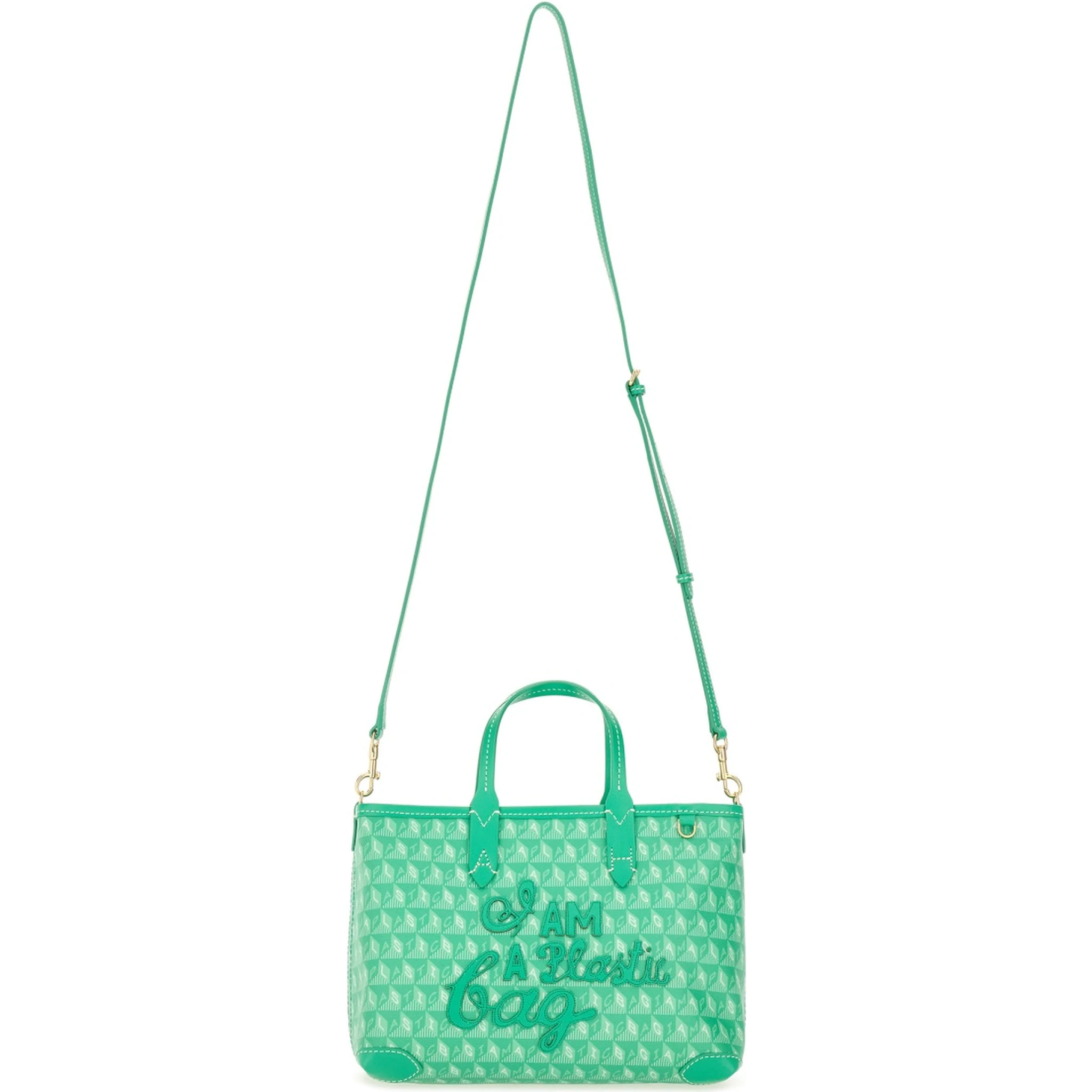 XS TOTE BAG WITH "I AM A PLASTIC BAG" PATTERN
