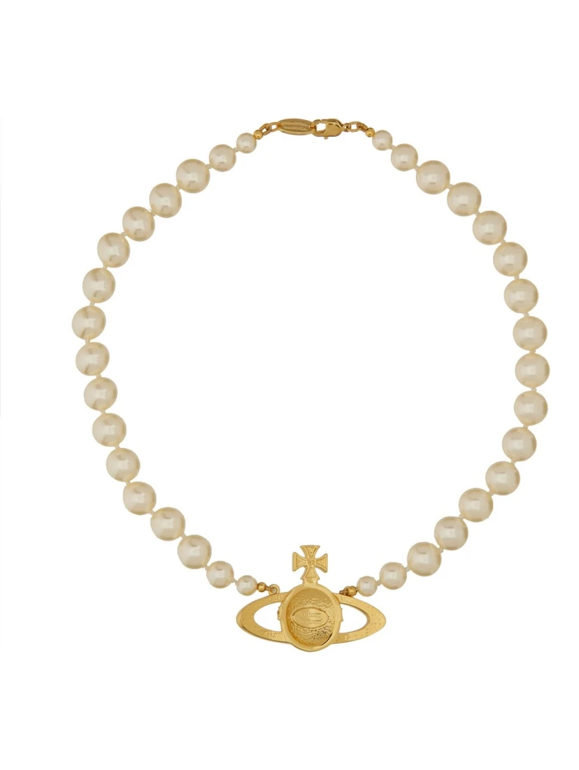 PEARL CHOKER WITH ORB BAS-RELIEF