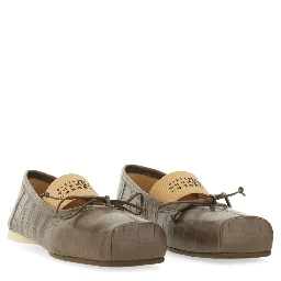 CROCODILE-EFFECT LEATHER BALLERINA