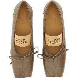 CROCODILE-EFFECT LEATHER BALLERINA