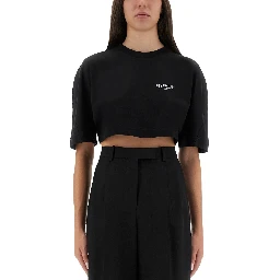 CROPPED T-SHIRT WITH LOGO PRINT
