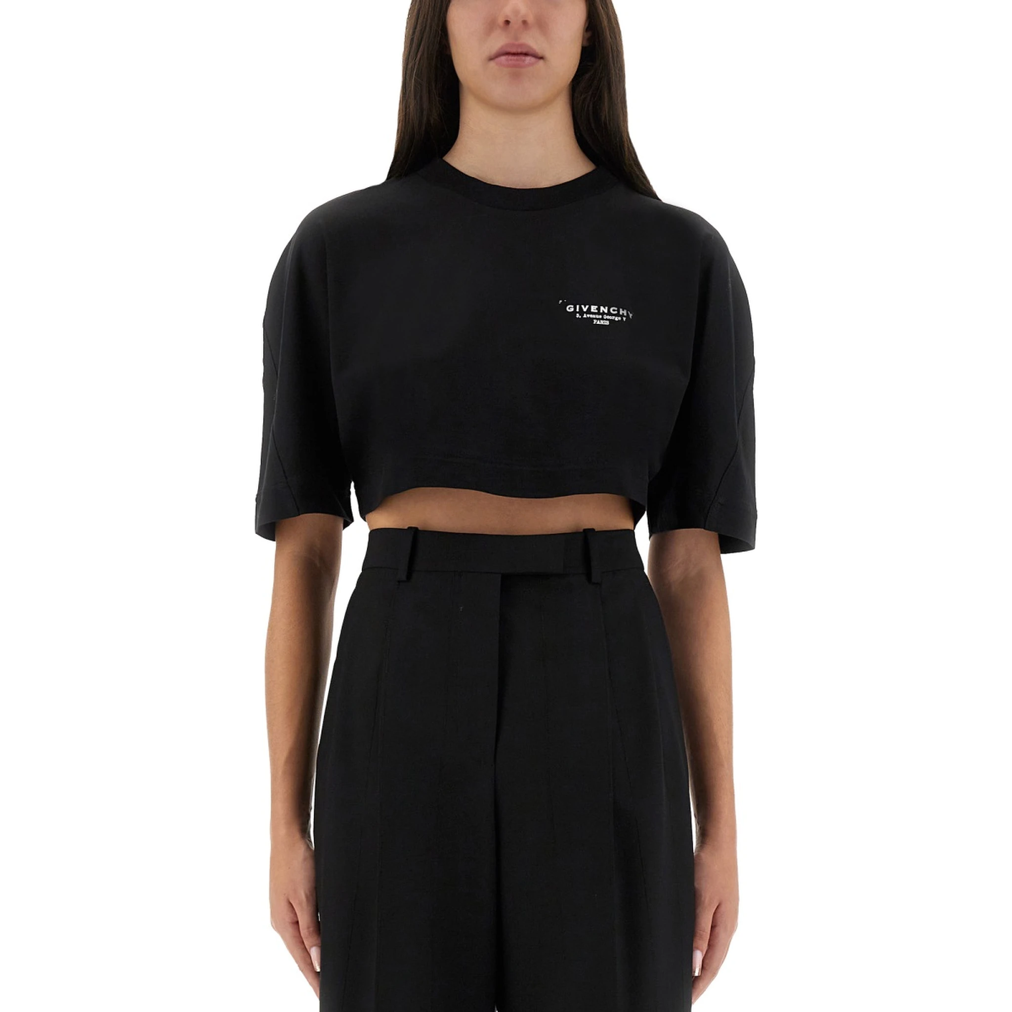 CROPPED T-SHIRT WITH LOGO PRINT