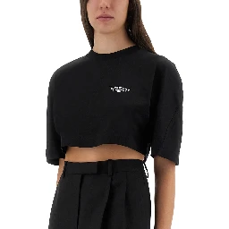 CROPPED T-SHIRT WITH LOGO PRINT
