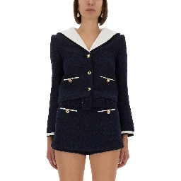 BOUCLE JACKET WITH CONTRASTING NECKLINE