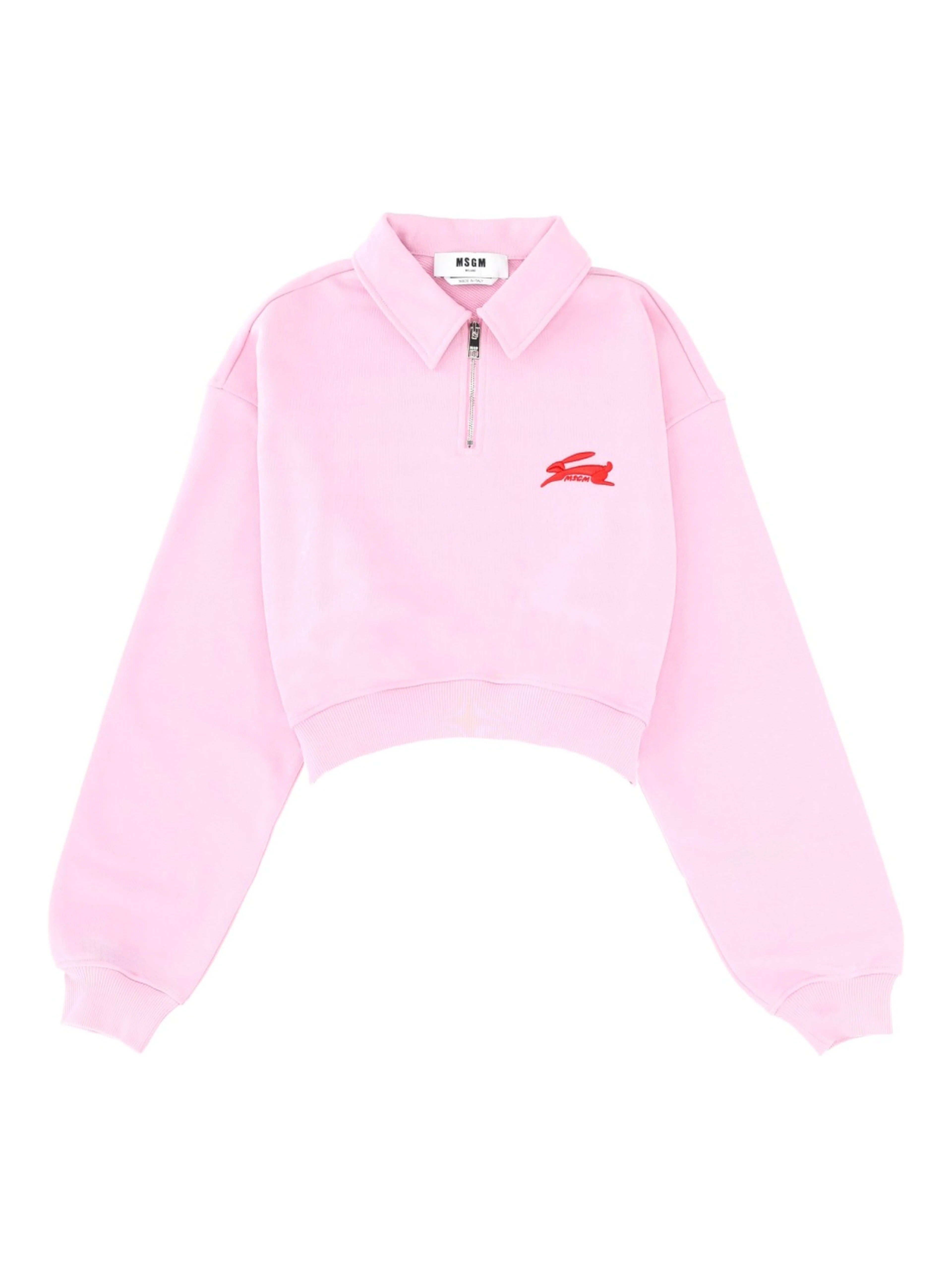 "FOLLOW THE RABBIT" COLLARED SWEATSHIRT