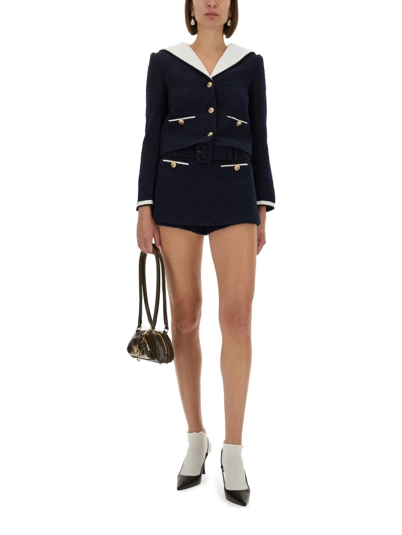 BOUCLE JACKET WITH CONTRASTING NECKLINE