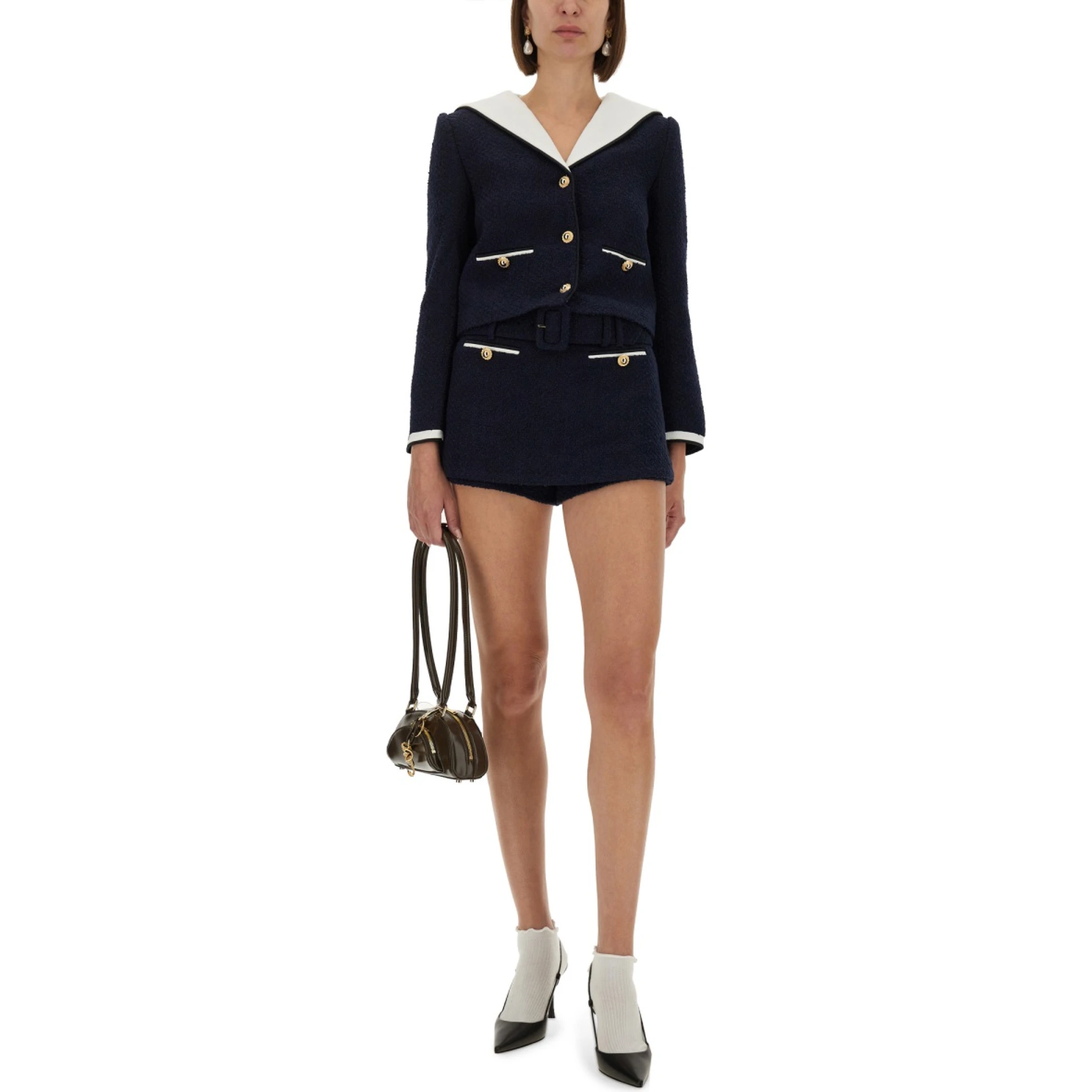 BOUCLE JACKET WITH CONTRASTING NECKLINE