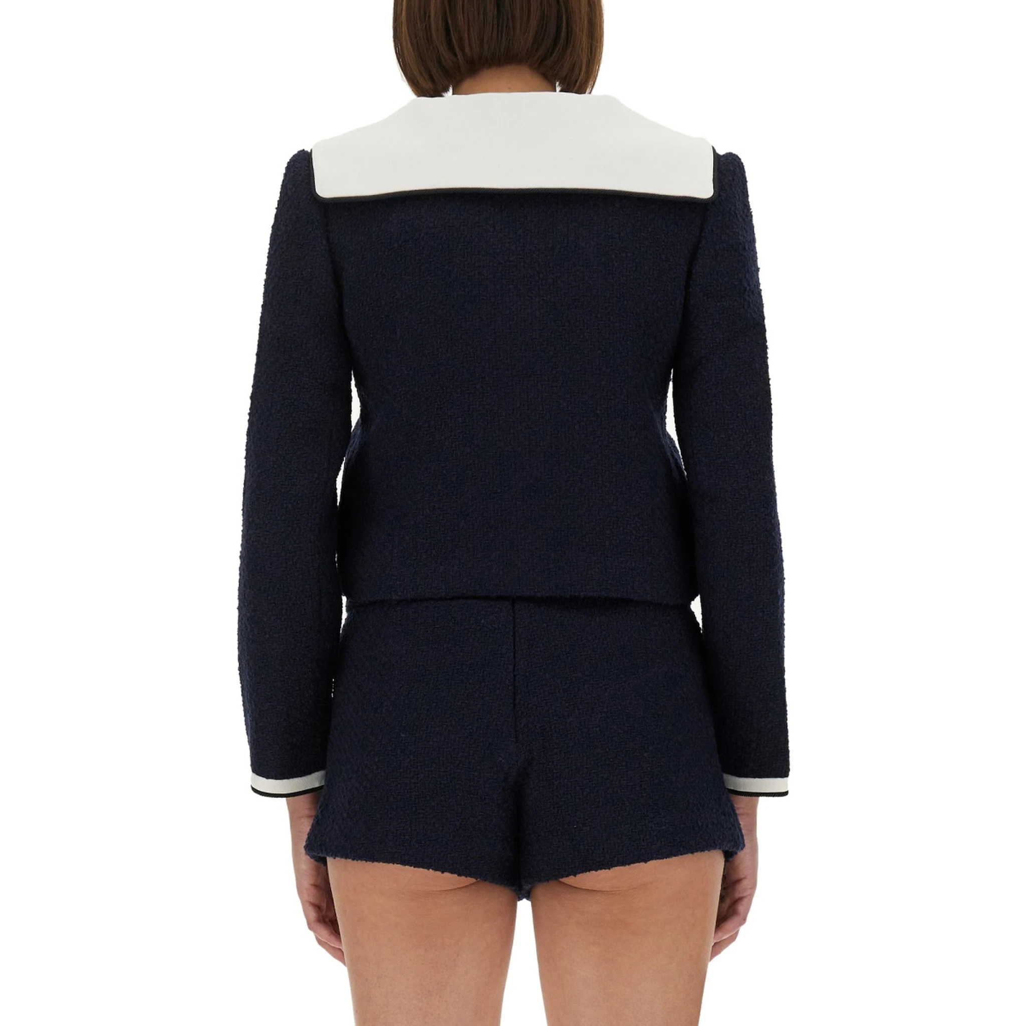 BOUCLE JACKET WITH CONTRASTING NECKLINE