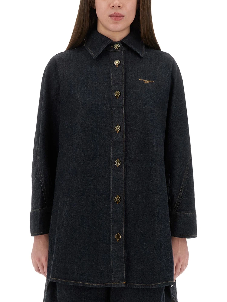 DENIM SHIRT WITH EMBROIDERY