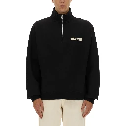 ZIPPERED TURTLENECK SWEATSHIRT