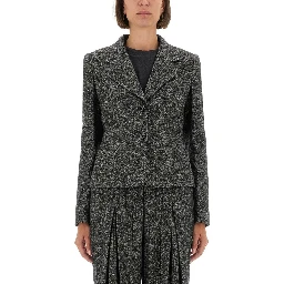 SINGLE-BREASTED JACKET IN WOOL BLEND DOT