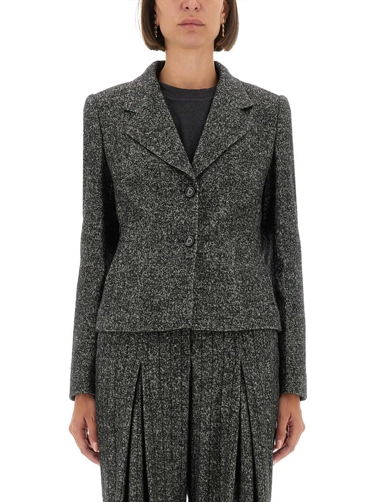 SINGLE-BREASTED JACKET IN WOOL BLEND DOT