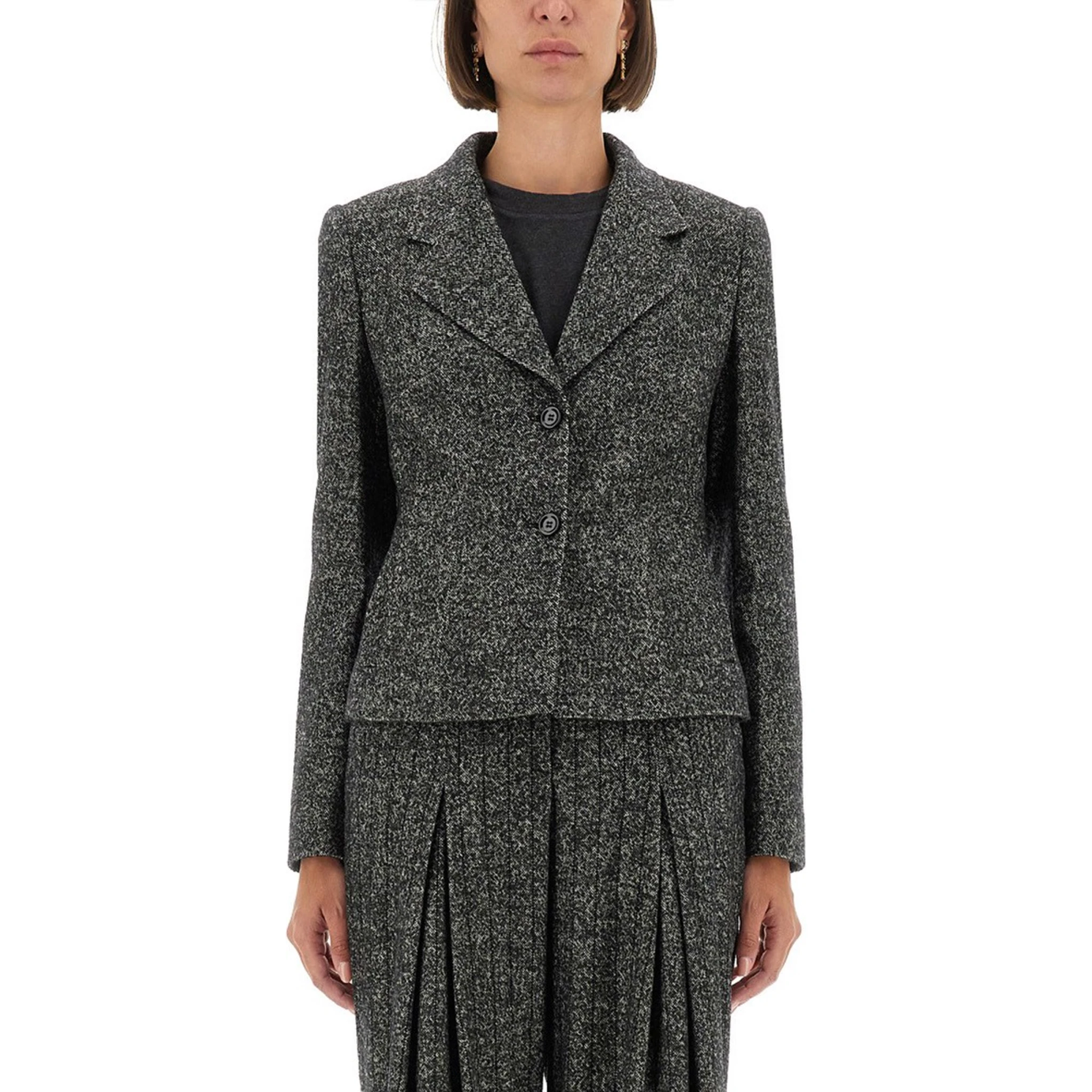 SINGLE-BREASTED JACKET IN WOOL BLEND DOT